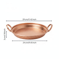 Copper double Handle Pan Hammered Pan with Loop Handles Cookware for Hosts