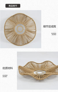 Handcrafted Disc-Shaped Woven Lampshade in Rattan Style