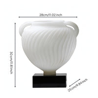 Double Eared Vase with Marble Base Modern Resin Vase Elegant Urn for Living Room, Display Shelf