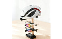 Wooden Bike Gear Organizer Space Saving Helmet and Glasses Stand Modular Design Desktop Biking Accessory Holder for Cyclists