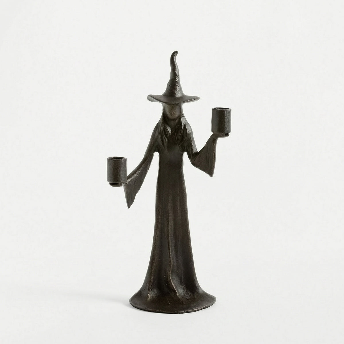 Gothic Tabletop Witch Statue Spooky Standing Witch Figure Dark Fantasy Statue with Tree Root Robe Mystical for Mantels