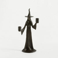Gothic Tabletop Witch Statue Spooky Standing Witch Figure Dark Fantasy Statue with Tree Root Robe Mystical for Mantels