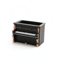 Black Upright Piano Planter Gold Trim Tabletop Piano Planter Matte Plant Container Vintage