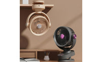 3-Speed Clamp-on Fan with Light Type-C Charging Rechargeable Clip Fan Oscillating Cooling Appliance Low-Noise