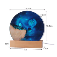 Resin Night Light with Wooden Base Corded Astronaut -Friendly-Friendly Astronaut Lamp for Bedroom
