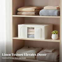 cleanable foldable textile Box Reinforced Handles Lidded textile Box with transparent panel Large Capacity Closet Organizer particlesresistant Lid for Students, households, Families, Bedroom, Dorm Room, Under Bed