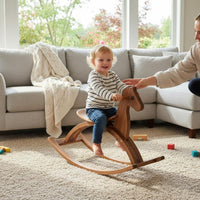 Wooden Rocking Horse Solid Wood Rocking Animal Odorless Paint Nursery Decor for Young Children