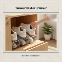 Transparent Shoe Container, Space-Saving Layered Divider, Foldable Organizer