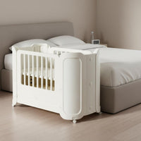 Multi-Functional Portable Baby Crib Foldable Design Bedside Co-Sleeper Crib Adjustable Height Multifunctional Infant Bed Silent Wheels for Newborns, Infants, Bedroom
