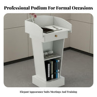 Stable Base Reception Host Stand Long-Lasting Construction Floor Standing Lectern Wide Top Surface Floor Standing Podium Wear-Resistant for Presenters, Lecturers, Lecture Halls, Classrooms, Auditoriums, Auditorium