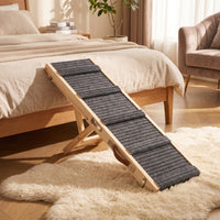 Adjustable Pet Stair Ramp Wooden Foldable Dog Ramp Stable Portable Pet Steps Wear-Resistant for Dogs, Cats
