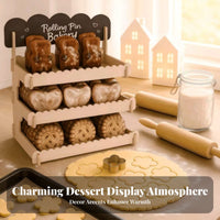 Greeting Card Stand Wooden Tiered Rack Chalkboard Sign for Booths