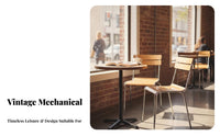 Industrial Design Slatted Back Dining Chair Retro Design Slat Back Side Chair Stackable Seating Furniture Versatile Use for Cafe Owners, Homeowners, Families, Coffee Shop, Restaurant, Living Room, Kitchen