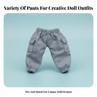 OB11 Doll Cargo Pants Side Pockets 1/12 BJD Doll Trousers Elastic Waist Miniature Pocket Pants for Hobbyists, dioramas Display