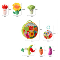 Squeezable Soft Toy Play Set with Storage Box Interactive Fruit and Vegetable Plushies with Basket Cute Fruit and Vegetable Basket Soft Toy Toddler for Toddlers, Babies, Infants, Home, Nursery, Tummy Time