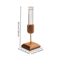 Desktop Glass Test Tube Vase Vertical Design Wood and Glass Vase Compact Size Home Decor