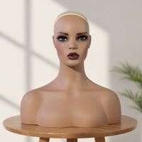 Mannequin Bust PVC Mannequin Head with Shoulders Female Display Head for Salons