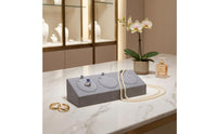 Upright Tabs Locket Stand Three-Slot Jewelry Display Stand Suede-Like Retail Fixture Rectangular