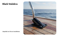 Stainless Steel Stanchion Base Boat Handrail Base Heavy Duty Black Tube Flange for DIY Enthusiasts, RV Owners, Boats, Decks, Docks