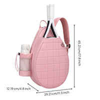 Large Capacity Tennis Racket Sling Bag Lightweight Badminton Racket Crossbody Bag Water Bottle Holder Quilted Tennis Backpack for Women
