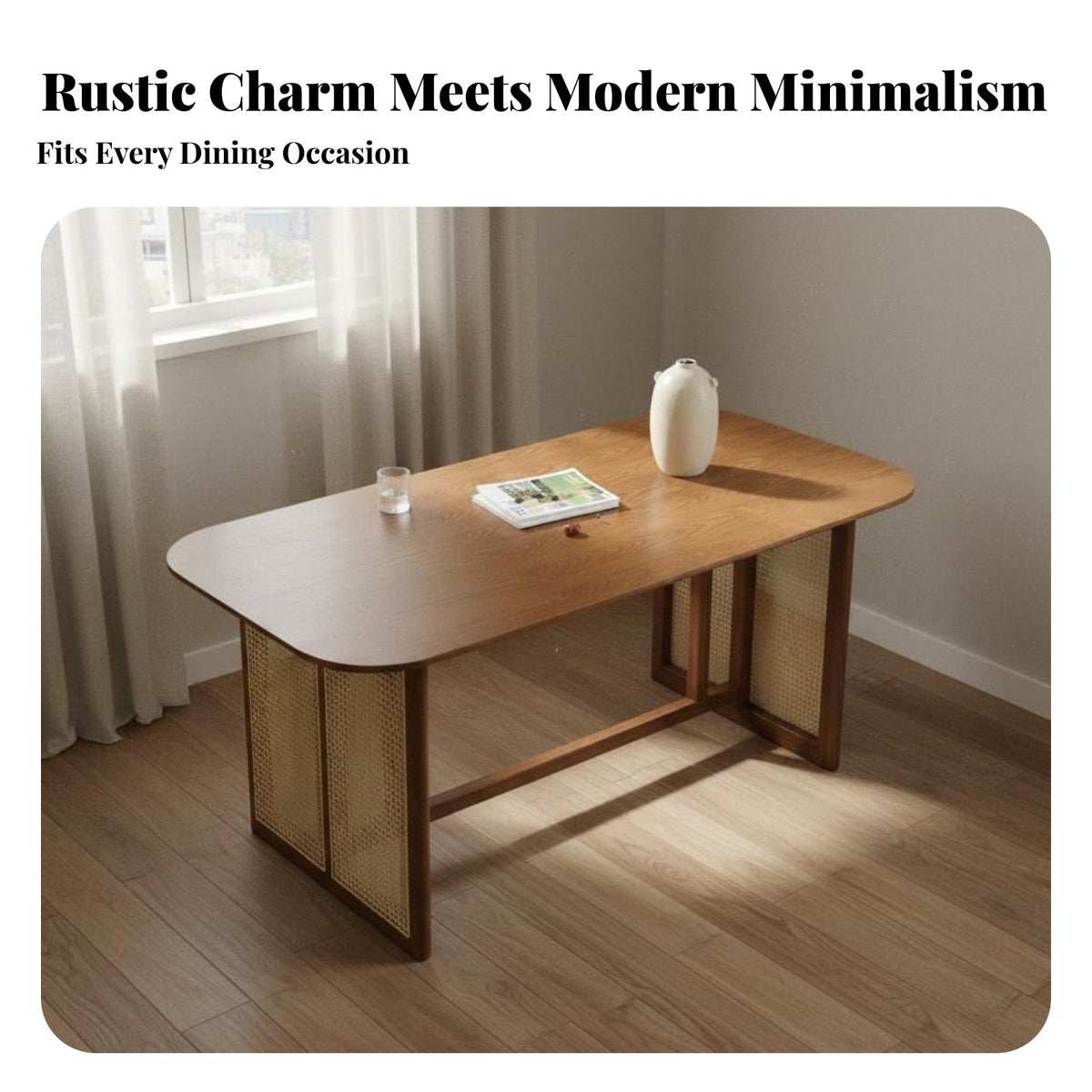 Rustic Simplicity Dining Furniture Rounded Corners Dining Set with Bench Minimalist Design for Small Apartment Dwellers, Homeowners, Family Gatherings