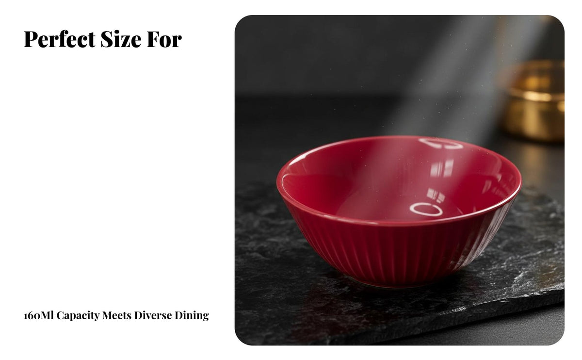 Ceramic Rice Bowl, Red Minimalist, Festive Tableware, Stripe Underglaze, Soup Bowl