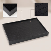 Velvet Jewelry Display Tray Rectangular Band Tray with Slots Soft Cushion Lightweight for Vanity