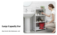 Floor-Standing Slim Bathroom Tower Shelf Multi-Tier Design Slim Storage Tower Space-Saving Freestanding Rack Waterproof for Homeowners, Families, Students, Narrow Spaces, Laundry Room, Kitchen, Office