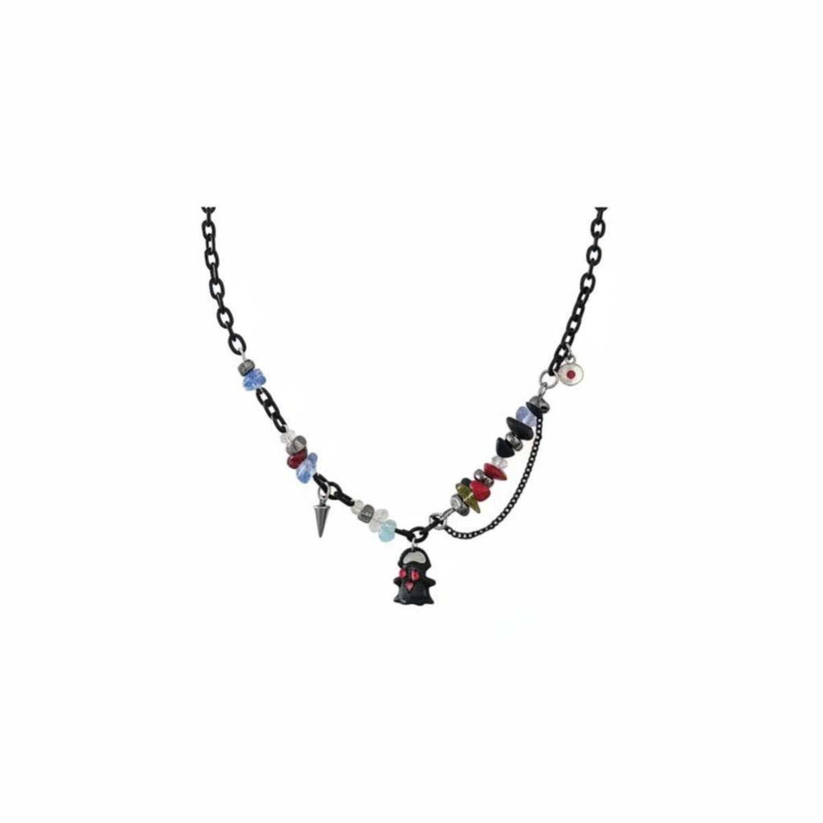 Niche Design Ghost Charm Mixeddesign Chain Halloween Themed Short Beaded Necklace for All Genders Neckwear Statement Piece for Women, Adults, Teenagers, Parties, Daily Wear, Festivals, Casual Outings