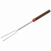 Stainless Steel Grill Skewer Curved Extendable Bbq Fork Portable Extending Roasting for Barbecue
