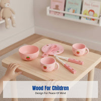 Wooden Pretend Kitchen Accessories for Children Tableware Set Bowl Mug Plate Spoon Educational Toy
