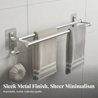 Rust-Proof Double Bar Towel Rail Rustproof Double Towel Bar Easy Installation Bathroom Hardware Waterproof for Renters, Homeowners, Families, Restroom, Kitchen