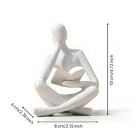 Resin Thinker Statue Smooth Thinker Figurine Compact Abstract Sculpture Lightweight for Book Lovers, Readers, Bookshelf, Study Table, Reading Nook