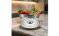 Mirror Polished Stainless Steel Bowl with Lid Rolled Rim Metal Kitchen Bowl with Cover Deep Easy to Clean for Restaurant