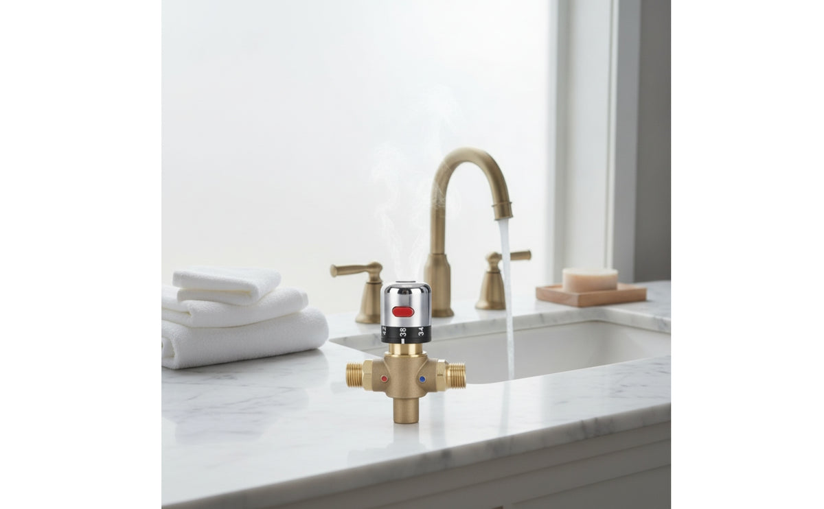 Thermostatic Temperature Actuator with Adjustment Cap Adjustable Thermostatic Control Temperature Actuator Threaded for Plumbing Setups