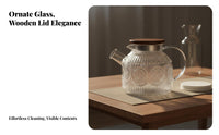 Large Capacity Heat Resistant Glass Tea Set Easy to Clean Glass Pitcher and Cup Set Elegant Design for Hosts, Adults, Home, Kitchen, Parties