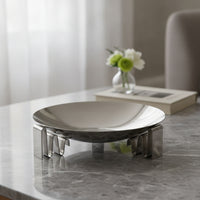 Fruit Plate with Support Base Stainless Steel Fruit Bowl with Stand Modern Serving Tray for Coffee Table, Kitchen, Living Room