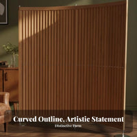 Nordic aesthetic Wavy Wooden Screen Minimalist Design Room separater Freestanding Privacy Separator Sculptural Form for Interior Designers, Office Workers, Business Owners, Bedroom, Studio Apartment, Restaurant, visual Background