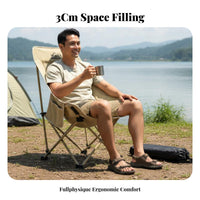 Padded High-Back Camp Chair Quick Fold Design Collapsible High-Back Chair Lightweight Camping Seat Long-Lasting for Beachgoers, Backpackers, Fishing, Picnic, Hiking, Backyard