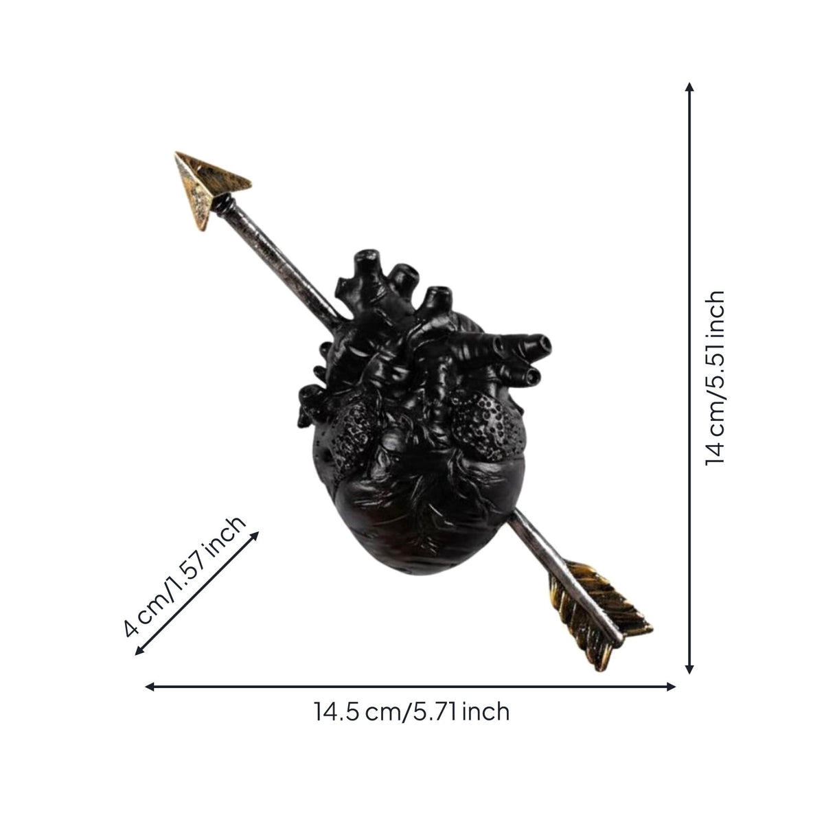 Resin Material Heart Pierced by Arrow Romantic Design Arrow Heart Sculpture Gift Idea House Decoration Modern Aesthetic for Desk, Shelf, Living Room
