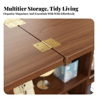 Foldable Tabletop Rolling End Table Movable with Wheels Convertible Storage Table Multi-Functional Household Furniture Space-Saving Design for Apartment Dwellers, Homeowners, Students, Living Room, Bedroom, Home Office