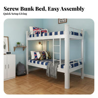 Bunk Bed No Box Spring Needed Metal Bunk Bed Full-Length Guardrails for Students, Adults, Dorm Room Quarters, Small Apartment