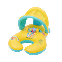 Inflatable Parent-Child Swim Collar Sitting-in Baby Pool Buoy with Steering Wheel Portable Baby Pool Buoy with Seat Sturdy for Toddlers