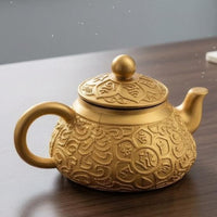 Kettle-Shaped Teapot Ornament Engraved Gold Teapot Ornament Fine Workmanship Home Decor