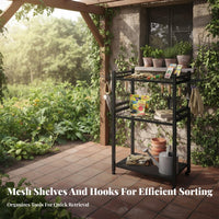 Garden Tool Storage Rack 3-Tier Design Garden Tool Organizer With Wheels for Gardeners, Farmers, Shed, Basement