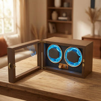 Wooden Automatic Watch Winder Quiet Two-Watch Watch Winder Compact Box Transparent for Office