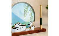Pen Stand with Wooden Base Classic Paintbrush Cup Compact Ornament for Collectors, Professionals, Study, Office