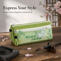 Creative Chinese Style Large Capacity Double-Layer Canvas Pencil Case for Students