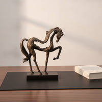 Horse Sculpture with Base Antique Bronze Rearing Horse Statue Elegant for Collectors, Entryway