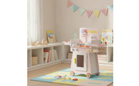 Toy Grill Cart Freestanding Kitchen Trolley Toy Educational Play Kitchen with Grill for Kids, Daycare, Classroom